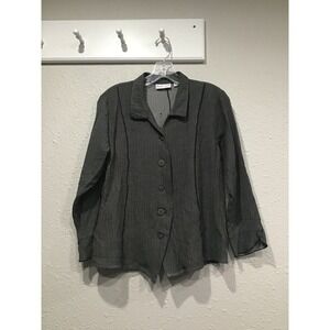 Habitat Clothes to Live In Crinkle Button Front Top Gray Size S Artsy Lagenlook